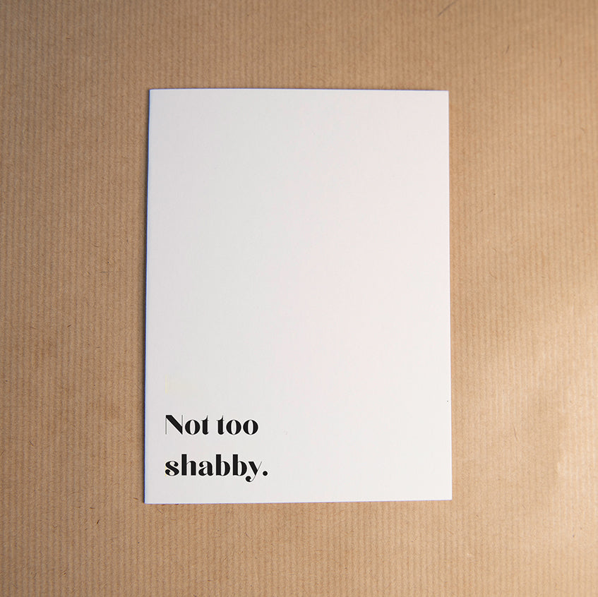 Rebel Stationery A6 white greeting card with black text.