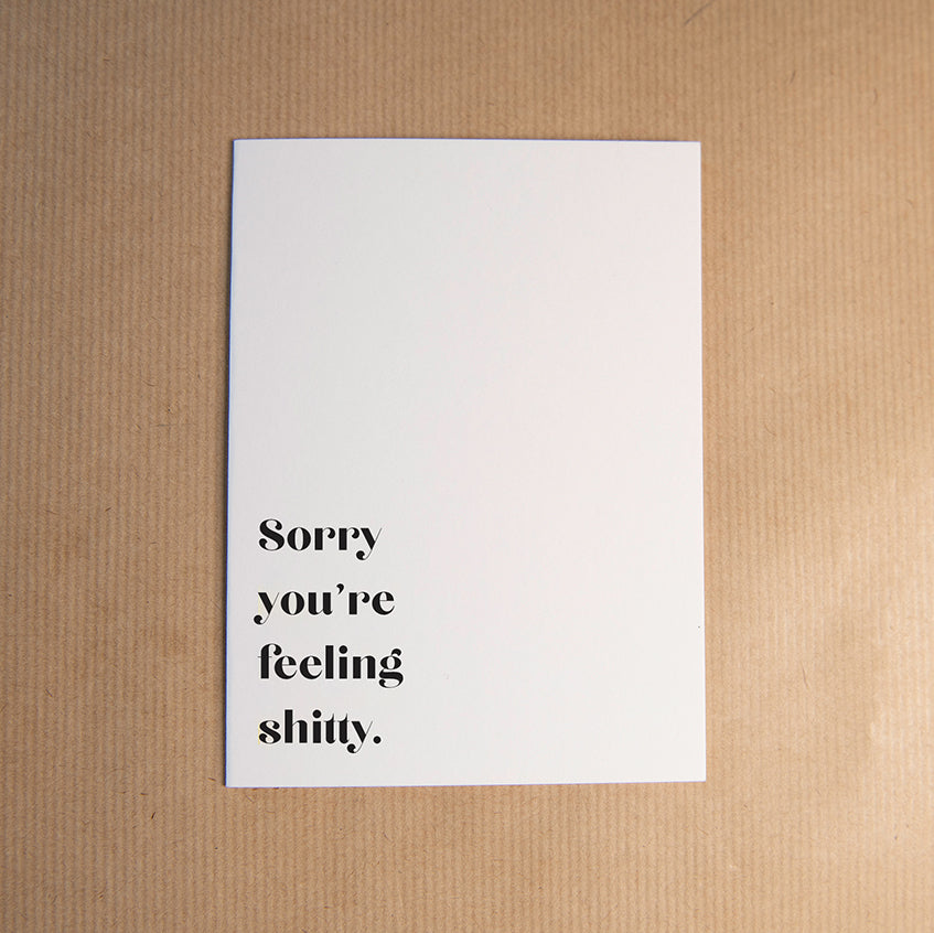 Rebel Stationery A6 white greeting card with black text.