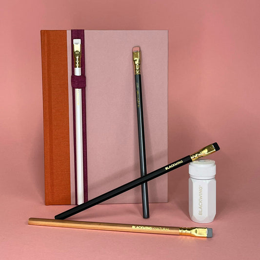 Set of notebook, pencils, sharpener and pen loop