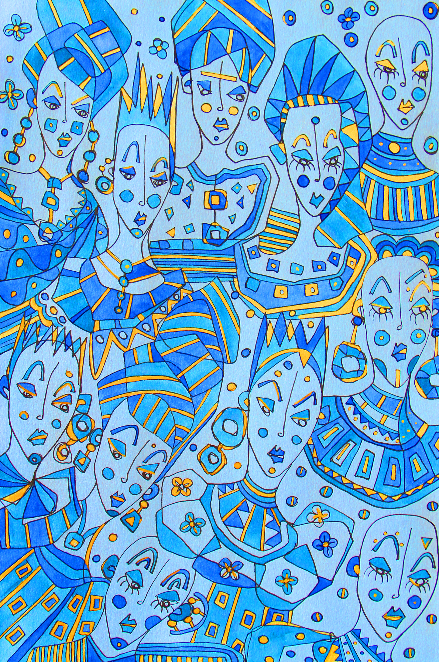 Rebel Stationery X House of Kiyote Blue and gold illustrated gift wrap