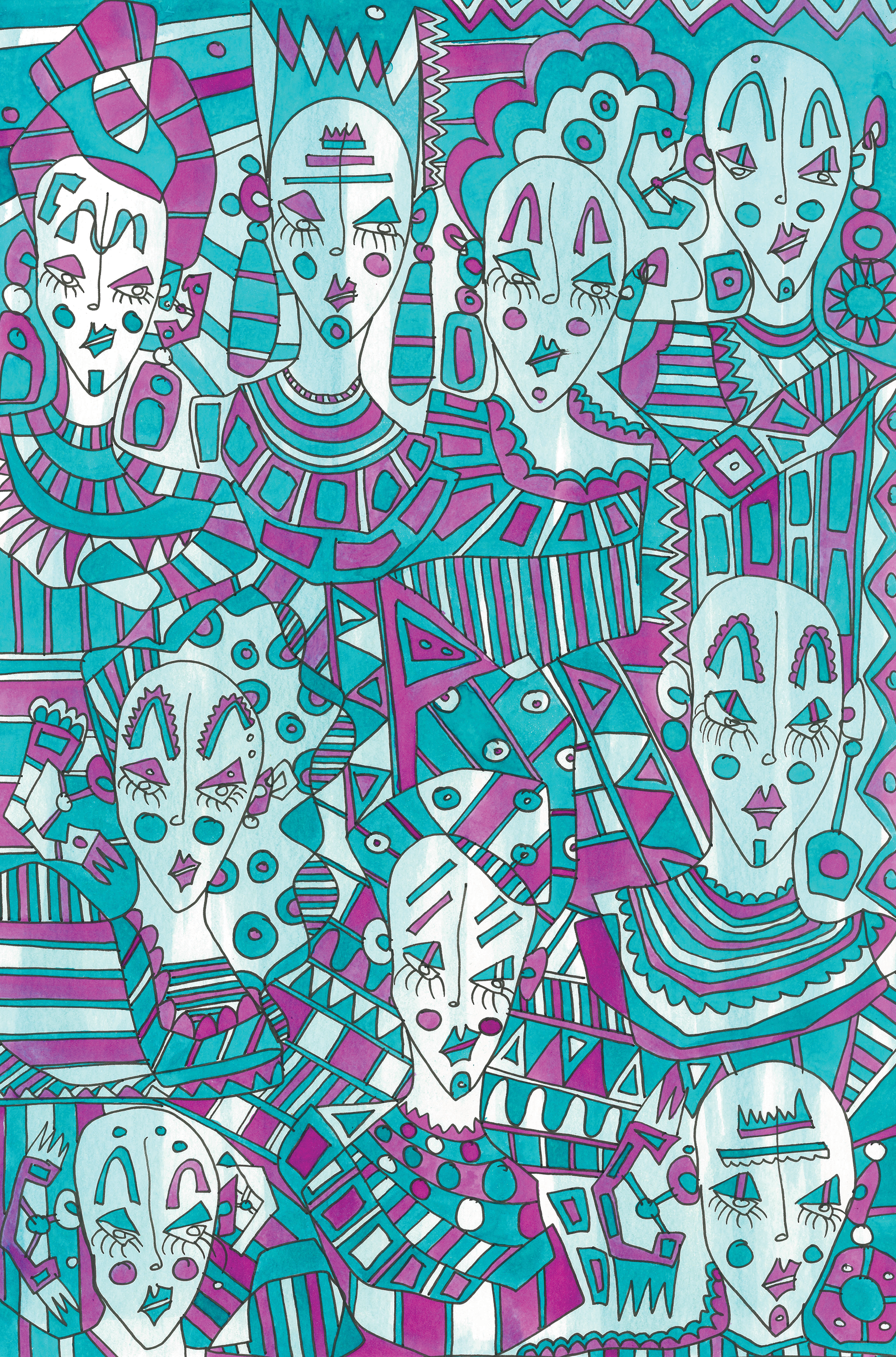 Rebel Stationery X House of Kiyote Purple and teal illustrated gift wrap