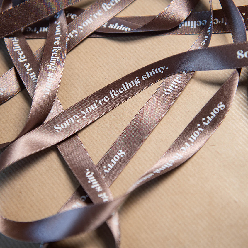 Rebel Stationery taupe brown double sided satin ribbon