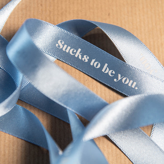 Rebel Stationery powder blue double sided satin ribbon